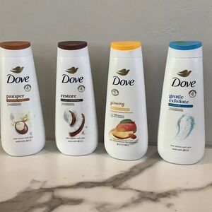 Dove Women Body Wash Set - Pamper, Restore, Glowing, Gentle Exfoliate